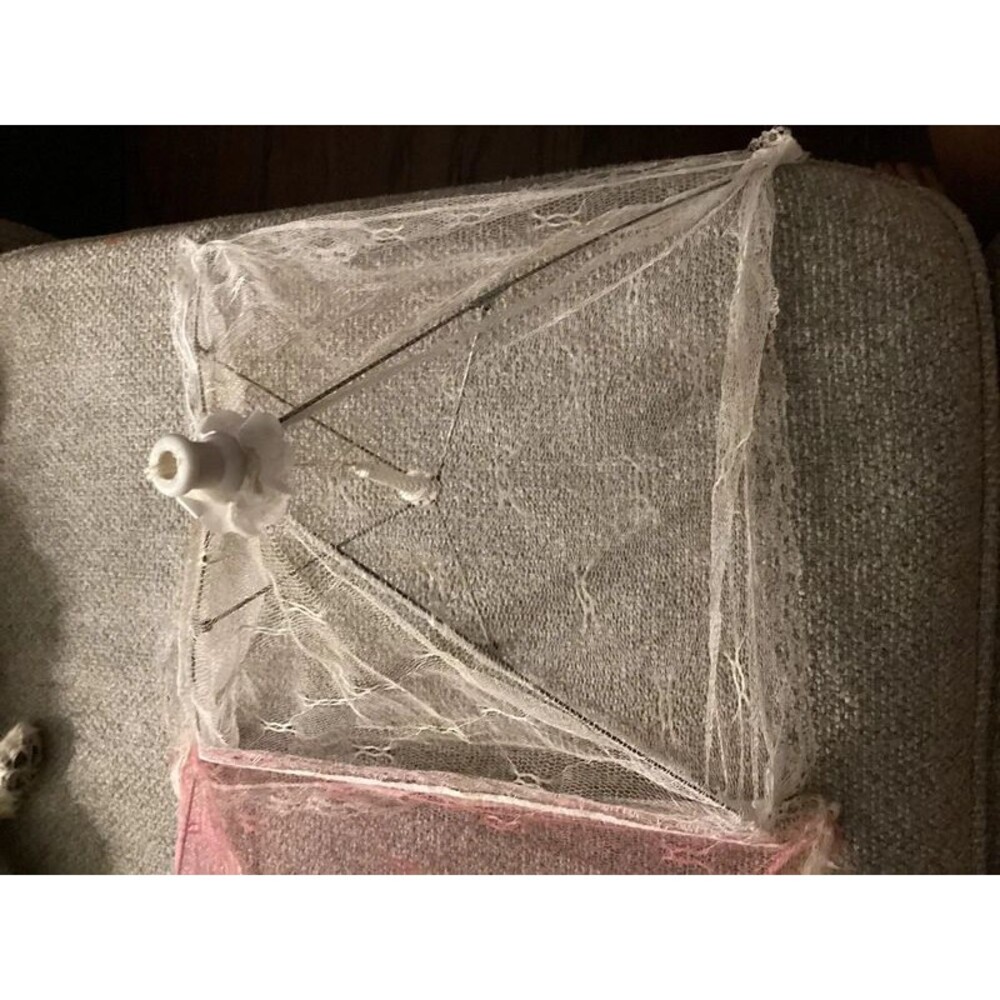 Vintage Pink Mesh Food Cover 14 Inch Pop Up Lace Trim Picnic Fly Cover